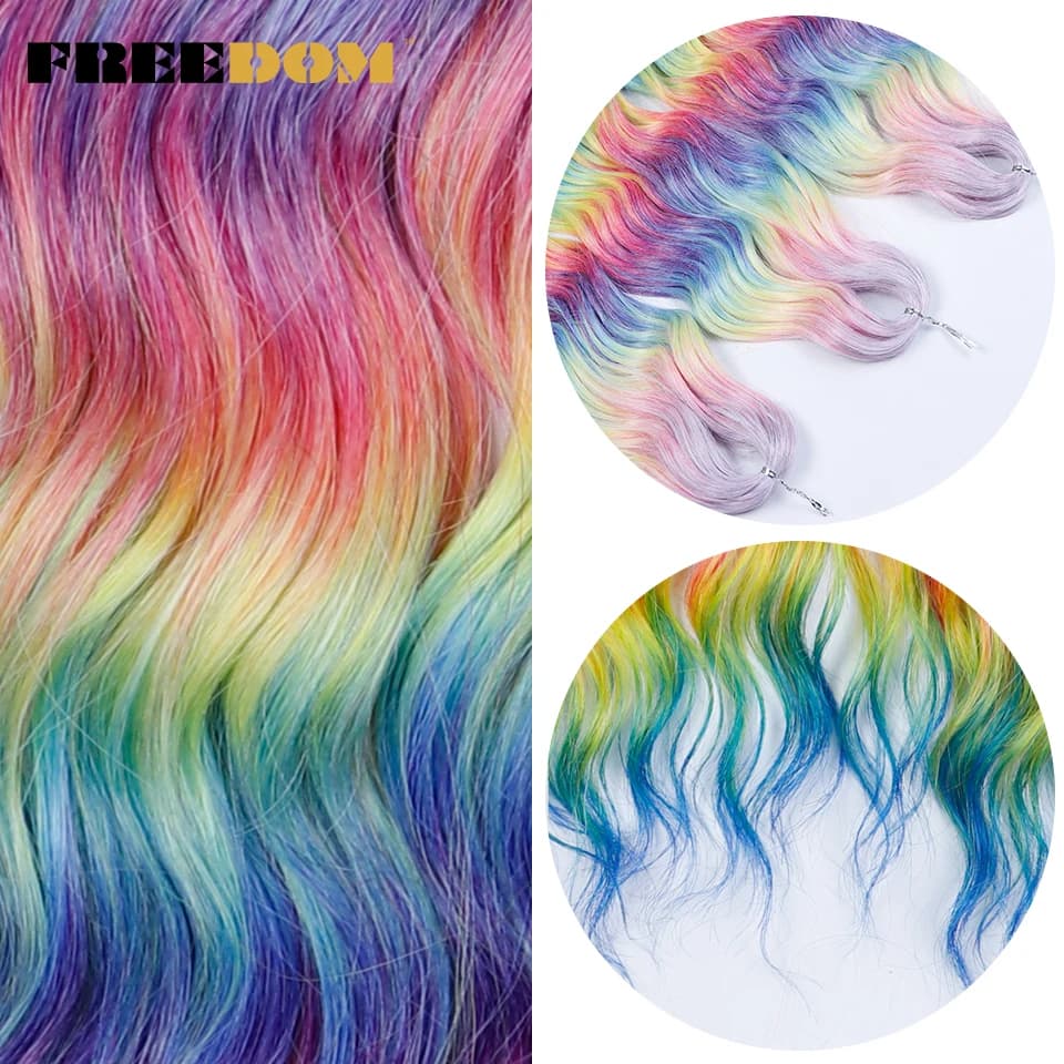 FREEDOM Extensions de cheveux tressés synthétiques ondulés profonds 24 pouces longs tresses bouclées