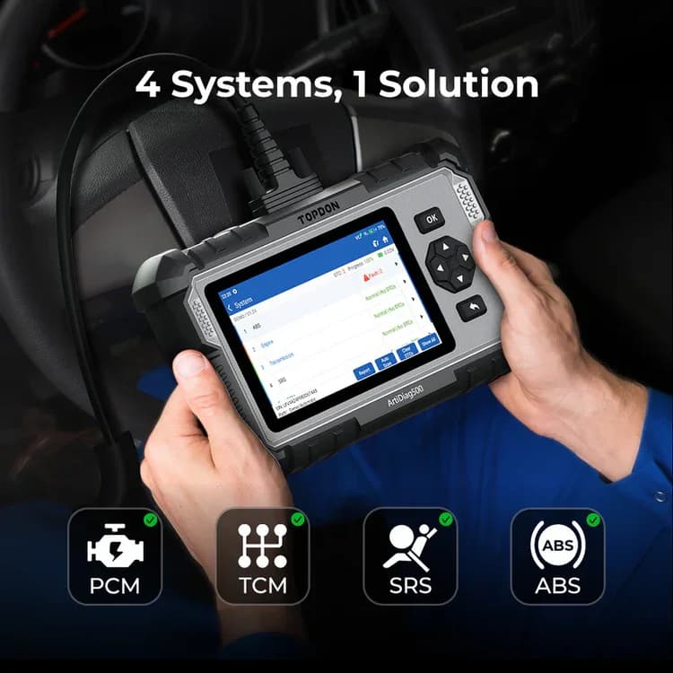 TOPDON ArtiDiag500 Diagnostic 4 systèmes 6 fonctions de réinitialisation Scanner OBD2 SAS/TPMS/BMS/E