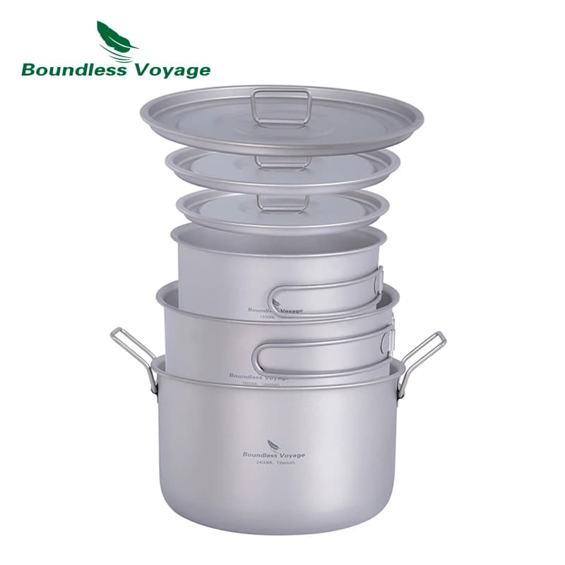 Pot en titane Voyage sans limites 1,2 l 1,8 l 2,4 l, ensemble de cuisine de Camping, Pot de sac à do