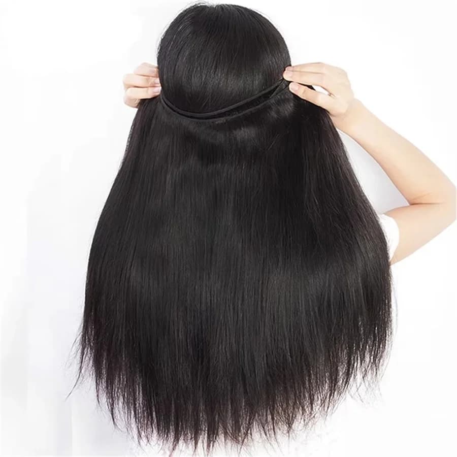 Extensions de cheveux humains vierges brésiliens lisses 12A non traités, double trame, 14-30 pouces