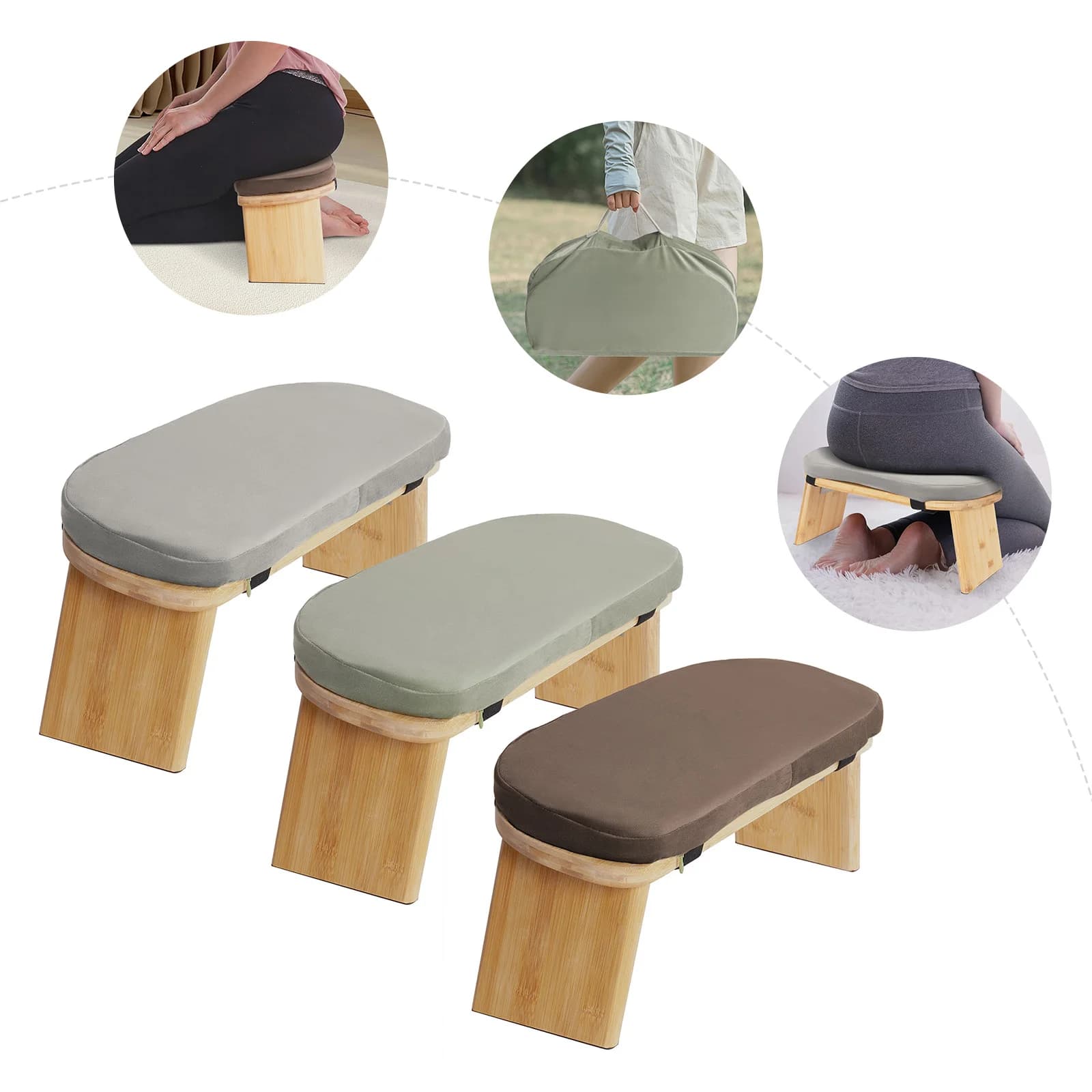 Tabouret de méditation pliable et ergonomique, résistant aux rayures, résistant aux chocs