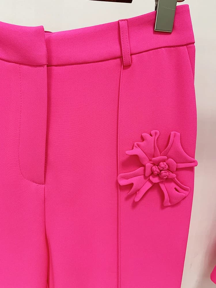 HIGH STREET Nouveauté 2026 Pantalon de mode de créateur pour femme avec applications florales