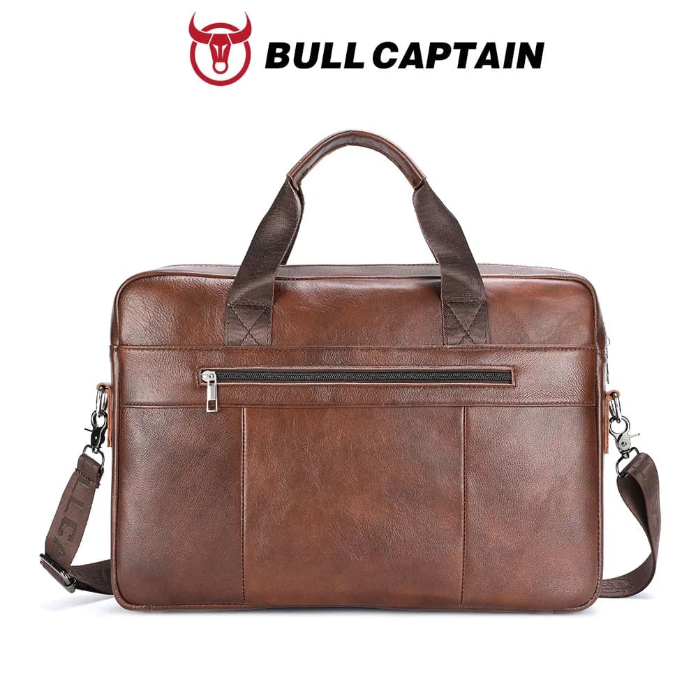 BULLCAPTAIN Sac à main en cuir véritable pour homme, sac d'affaires vintage pour ordinateur portable