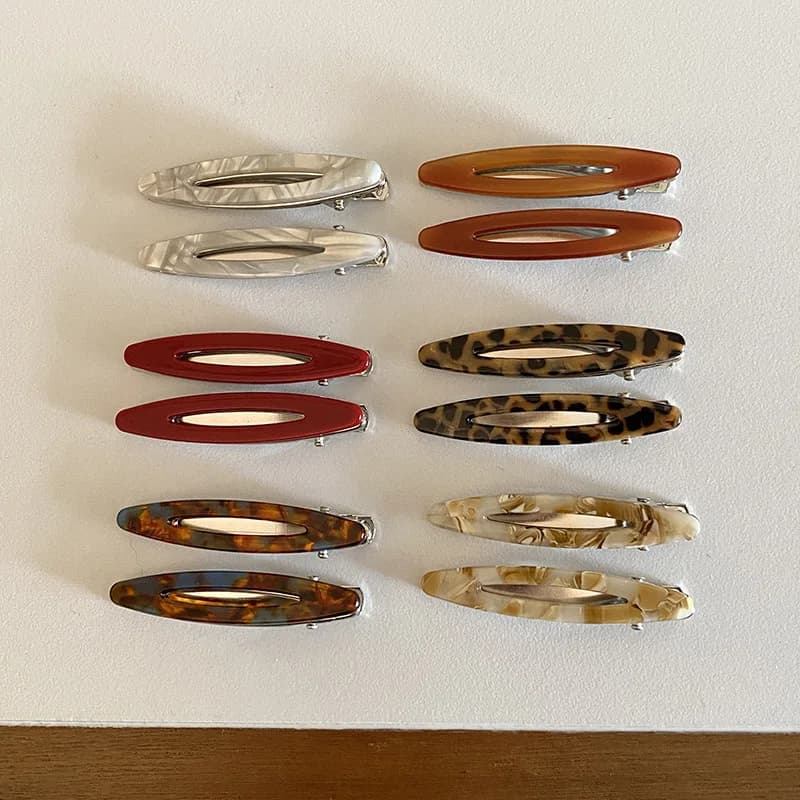 Pinces à cheveux en acétate, Barrettes géométriques ovales creuses, épingles latérales, épingle à ch