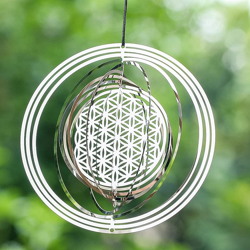 Mandala 3D Wind Spinner, Fleur de vie, Pièces tendance, Miroir, Attrape-réflexion, Yoga, Méditation,