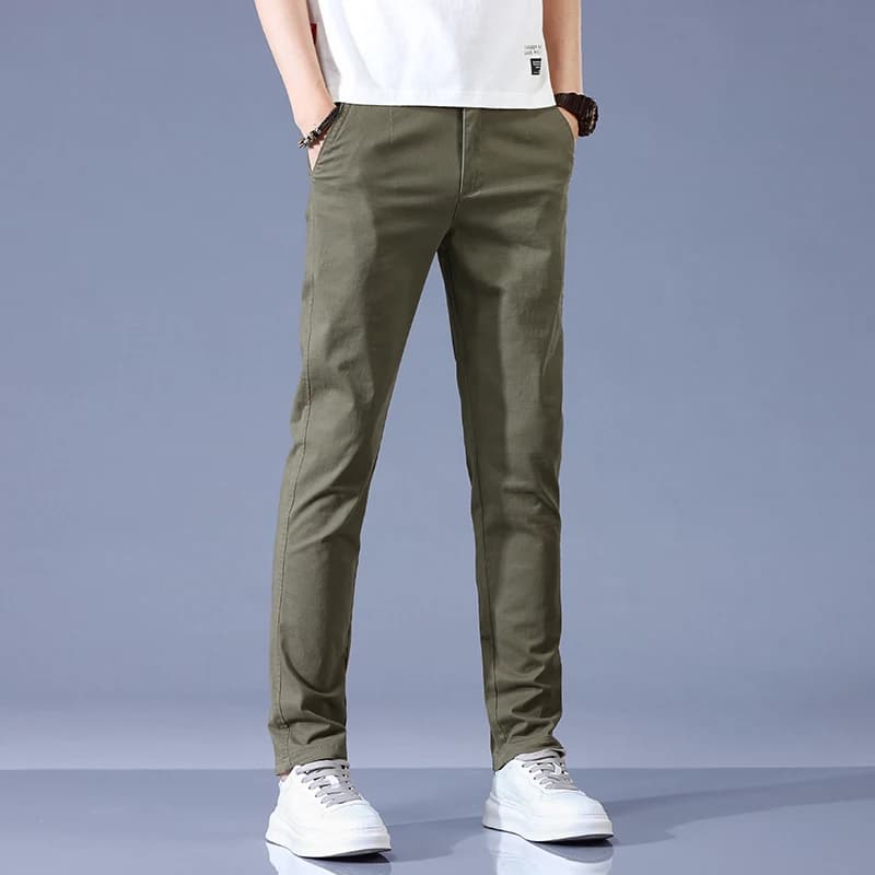 2025 nouveau haute qualité hommes mince pantalons décontractés taille moyenne Stretch travail pantal