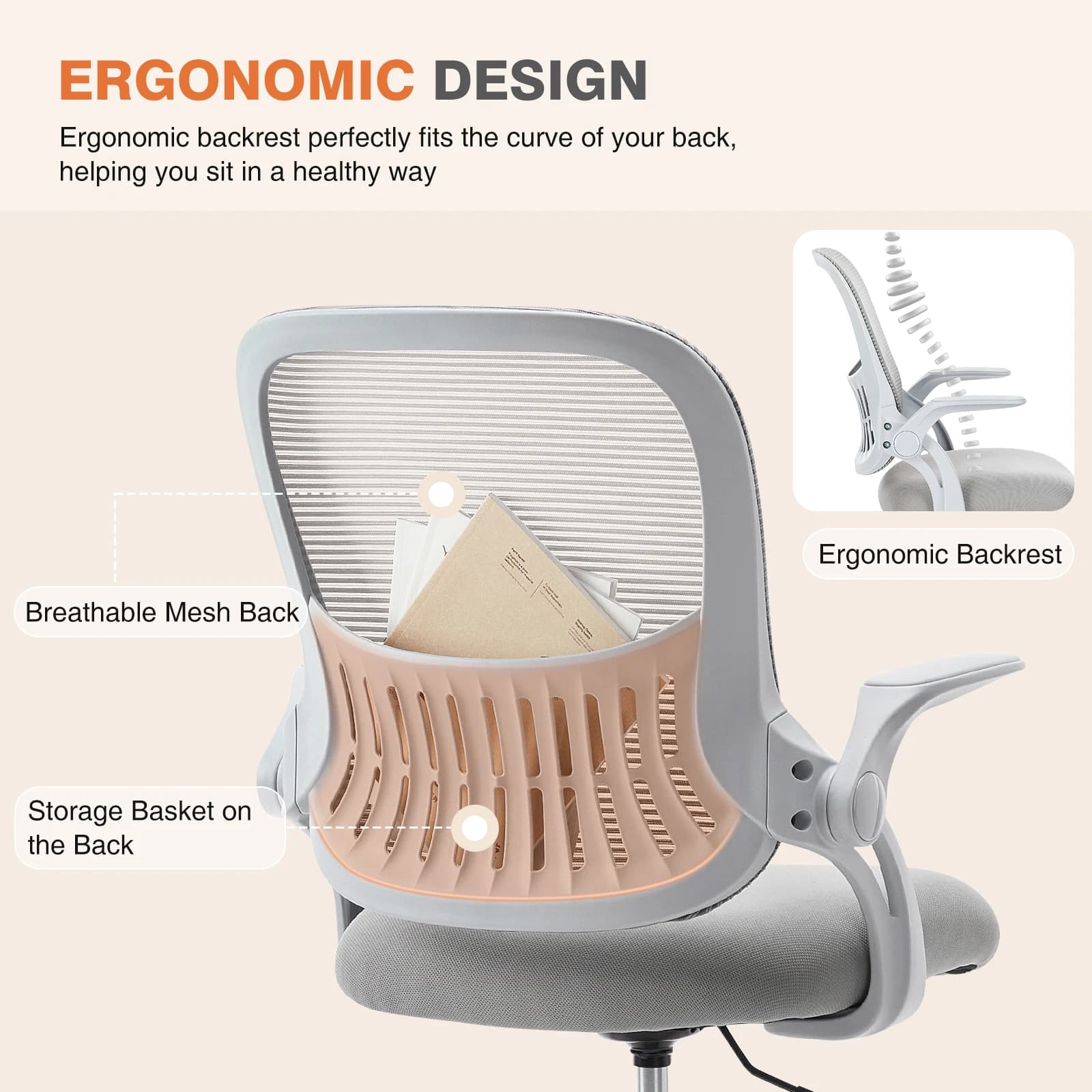 JIan-Chaise de Bureau Ergonomique à Dossier en Maille, Réglable, à Roulettes, pour Ordinateur, Jeu à