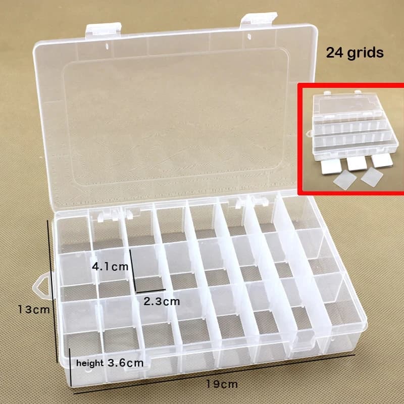 rangement organisation Boîte de rangement en plastique Transparent à 15 grilles, compartiment organi