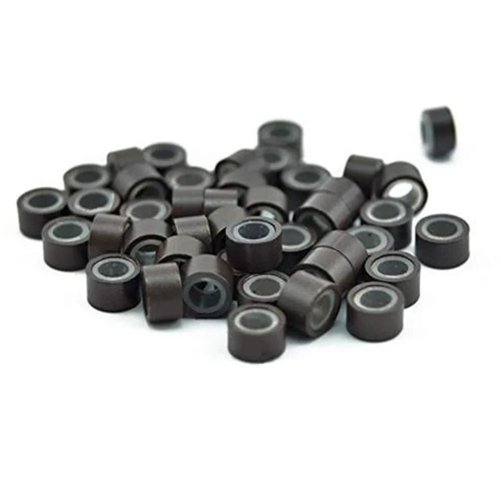 500 pièces Extensions de cheveux Micro anneaux liens perles, 5mm perles doublées de Silicone pour Ex
