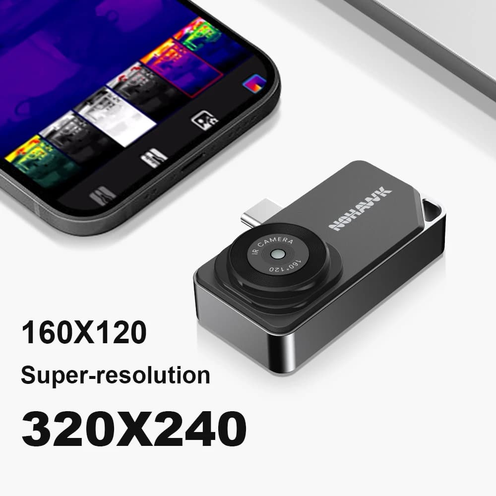 Caméra thermique avec appareil iOS et Android USB-C, super résolution 320x240, imageur thermique à r