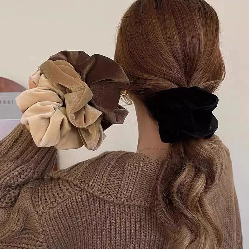 Chouchous pour cheveux pour femmes, 1 à 4 pièces, Vintage, velours, couleur unie, boucle pour cheveu