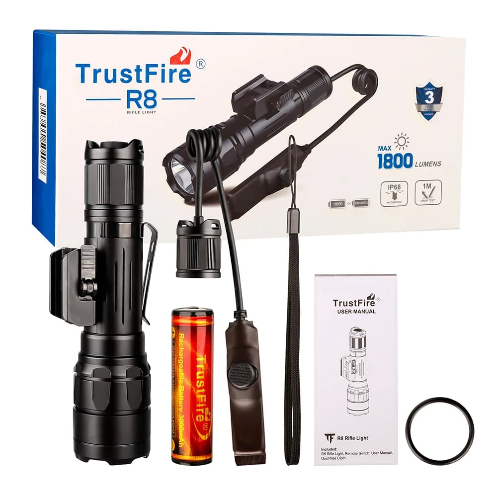 Olla Fire R8 Army Dullamp, Lampe de poche, 1700 lumens, 350 mètres, Autodéfense, Batterie 18650, Tor