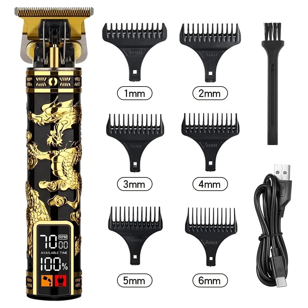 Tondeuse à cheveux électrique professionnelle pour hommes, affichage LCD, tondeuse à lame en T, sans