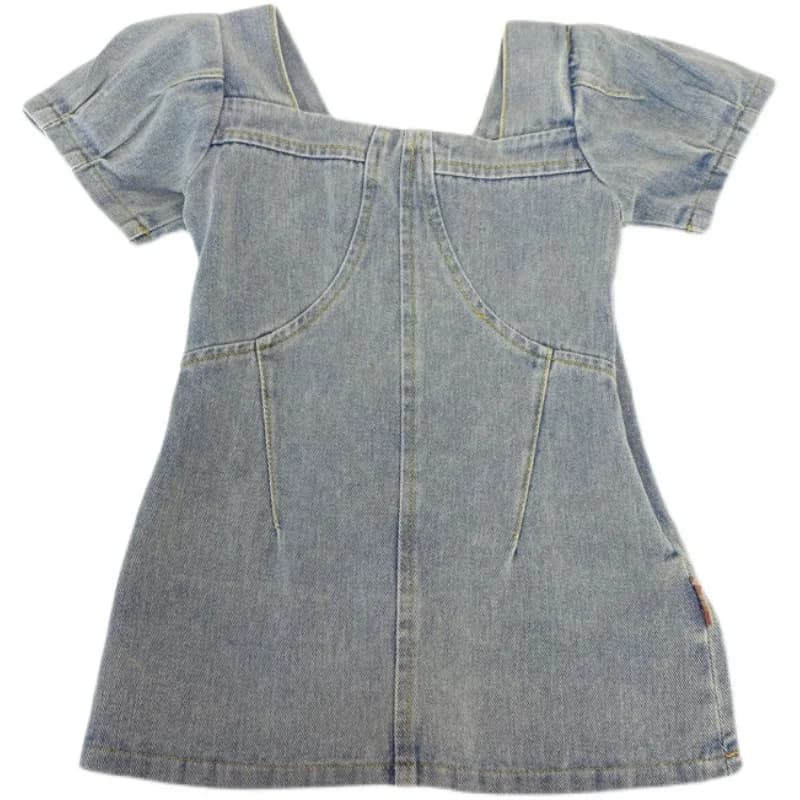 Nouvelle Robe en Jean pour Filles Été 2026 Style Coréen Tendance Manches Courtes Manches Bouffantes 