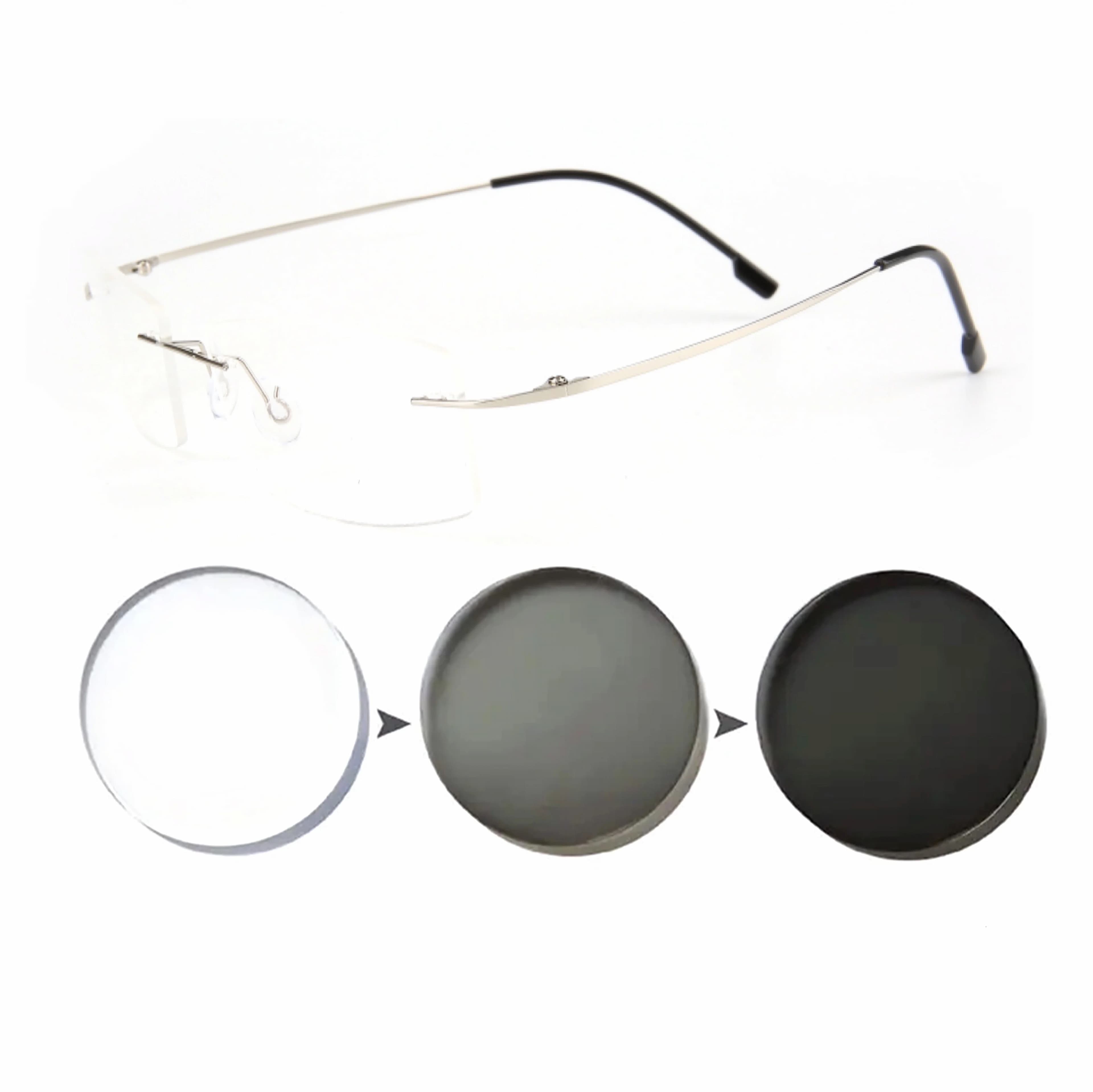 Lunettes de soleil photochromiques pour myopie, ultralégères, sans cadre, lunettes optiques finies, 
