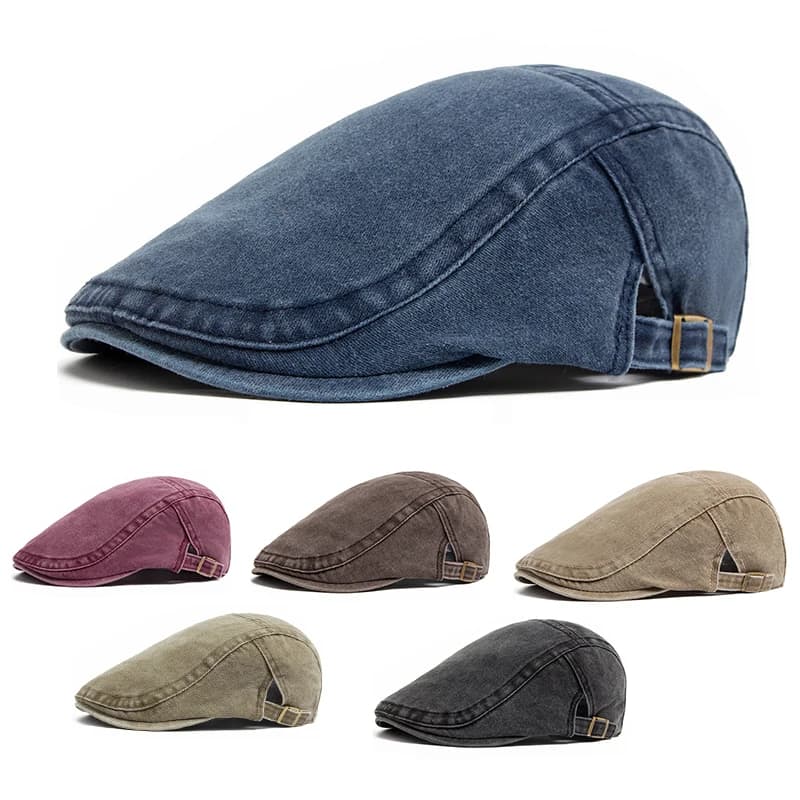 Béret Vintage en coton pour hommes et femmes, casquette à visière plate, décontractée, automne, rétr