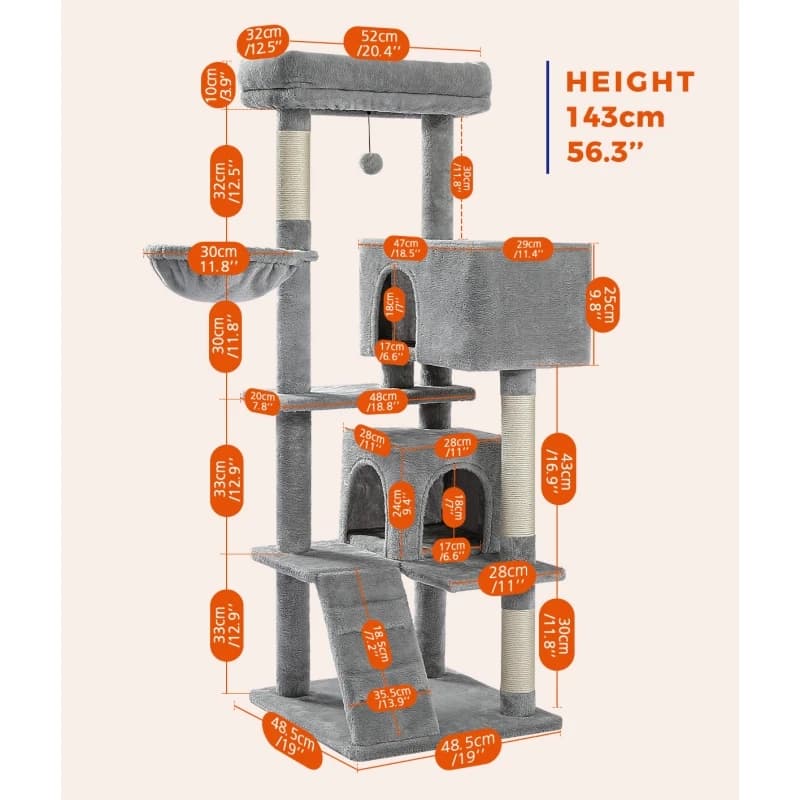 Arbre à Chat pour Grands Chats Adultes avec Super Grand Perchoir Supérieur, Tour pour Grands Chats a