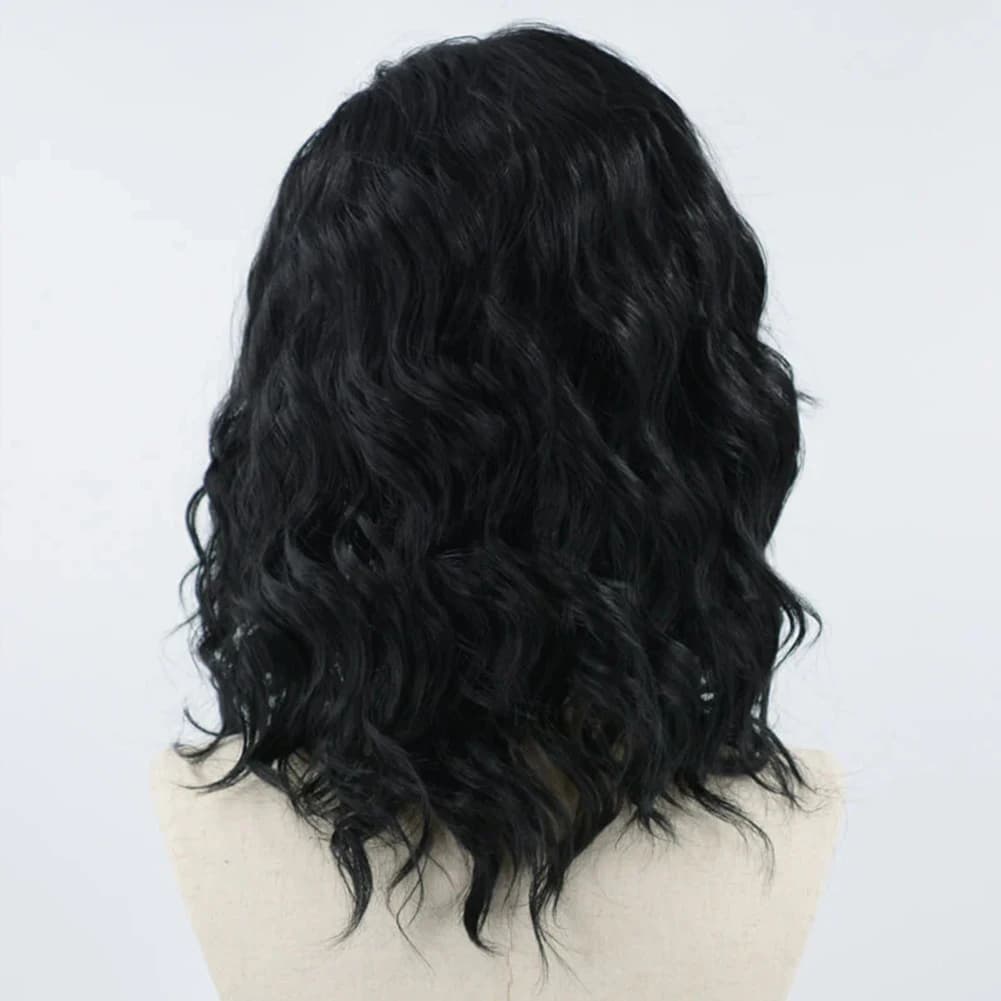 AIMEYA perruques courtes pour femmes perruque avant en dentelle synthétique vague noire Bob perruque
