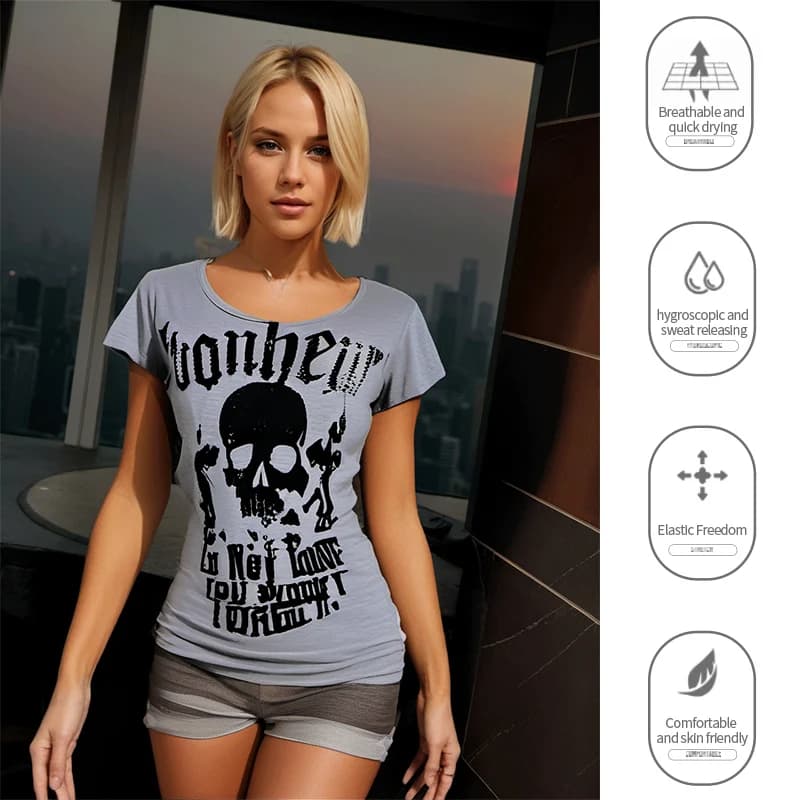 Y2K femmes vêtements Vintage T-shirts squelette lettre imprimer femme vêtements américain rétro Punk