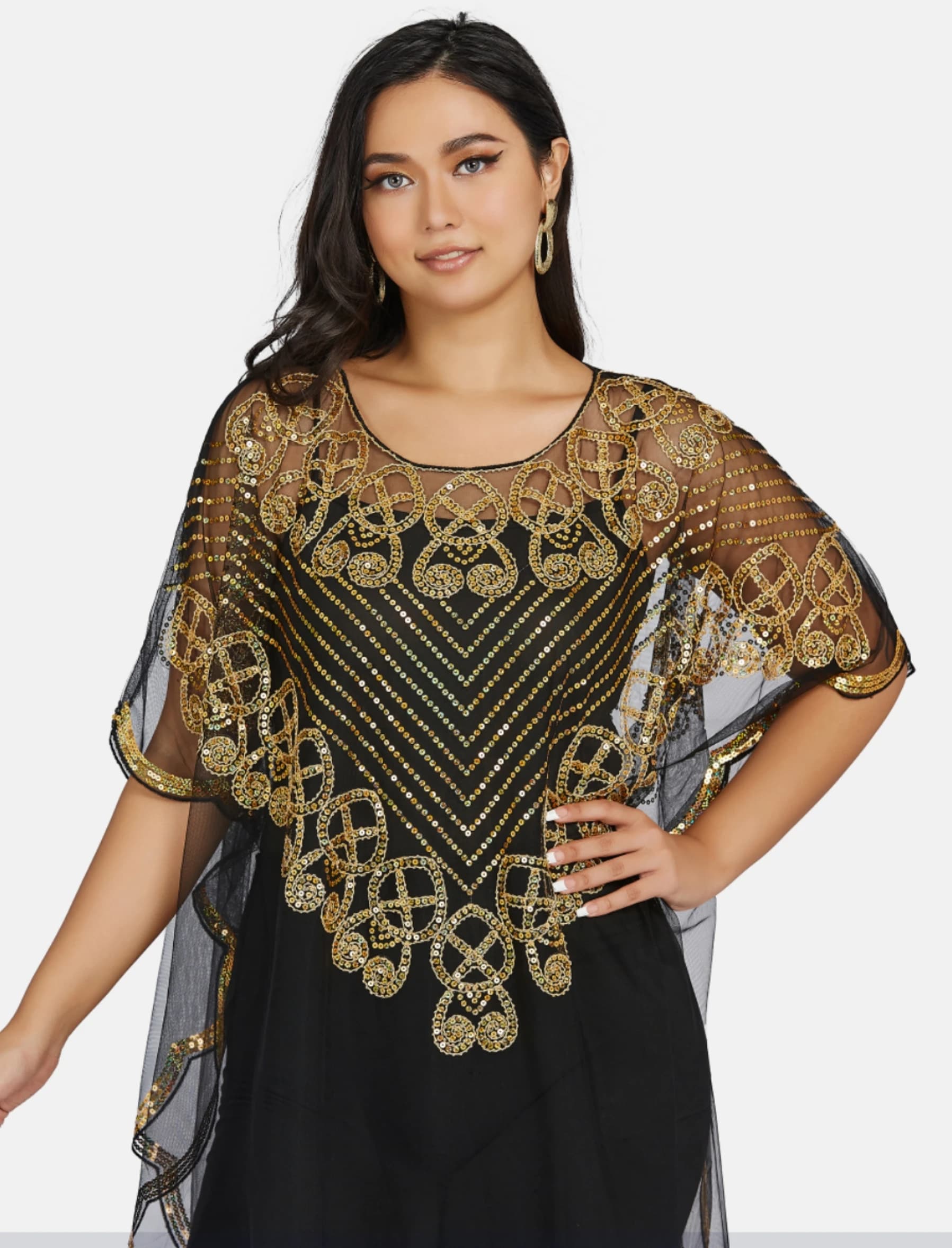 Robe cape cardigan en gaze à paillettes pour femmes, robes de soirée tempérament, rouge, vert, bleu,