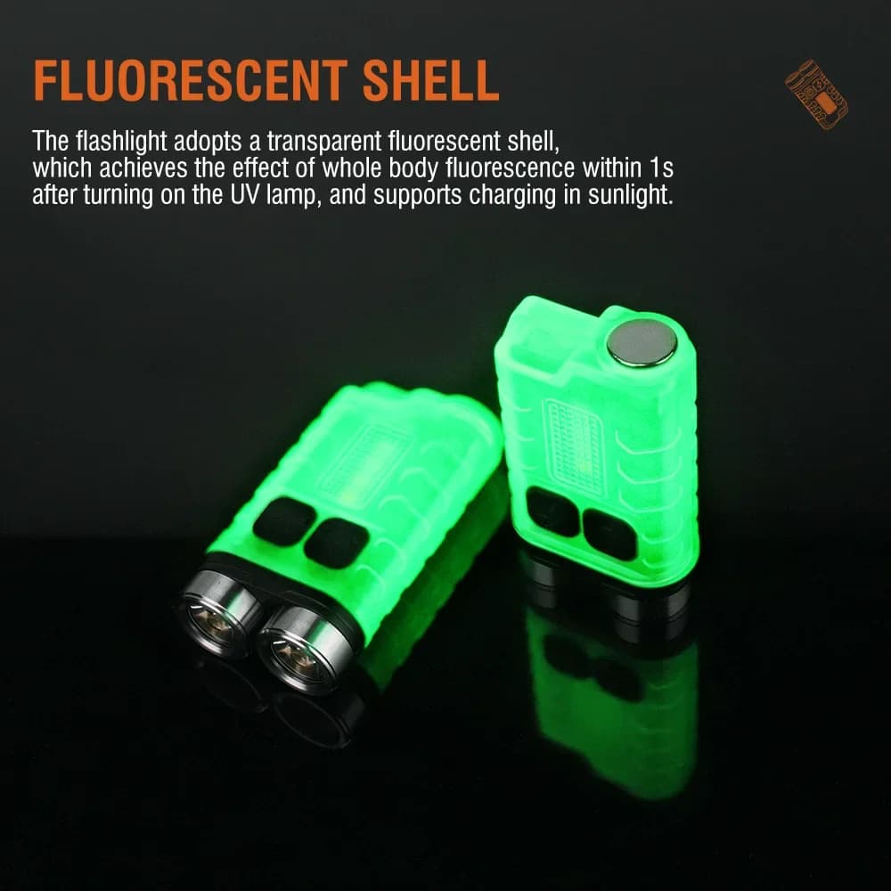 BORUiT V3 porte-clés LED Portable 900LM EDC lampe de poche UV lampe de travail type-c Mini torche Re