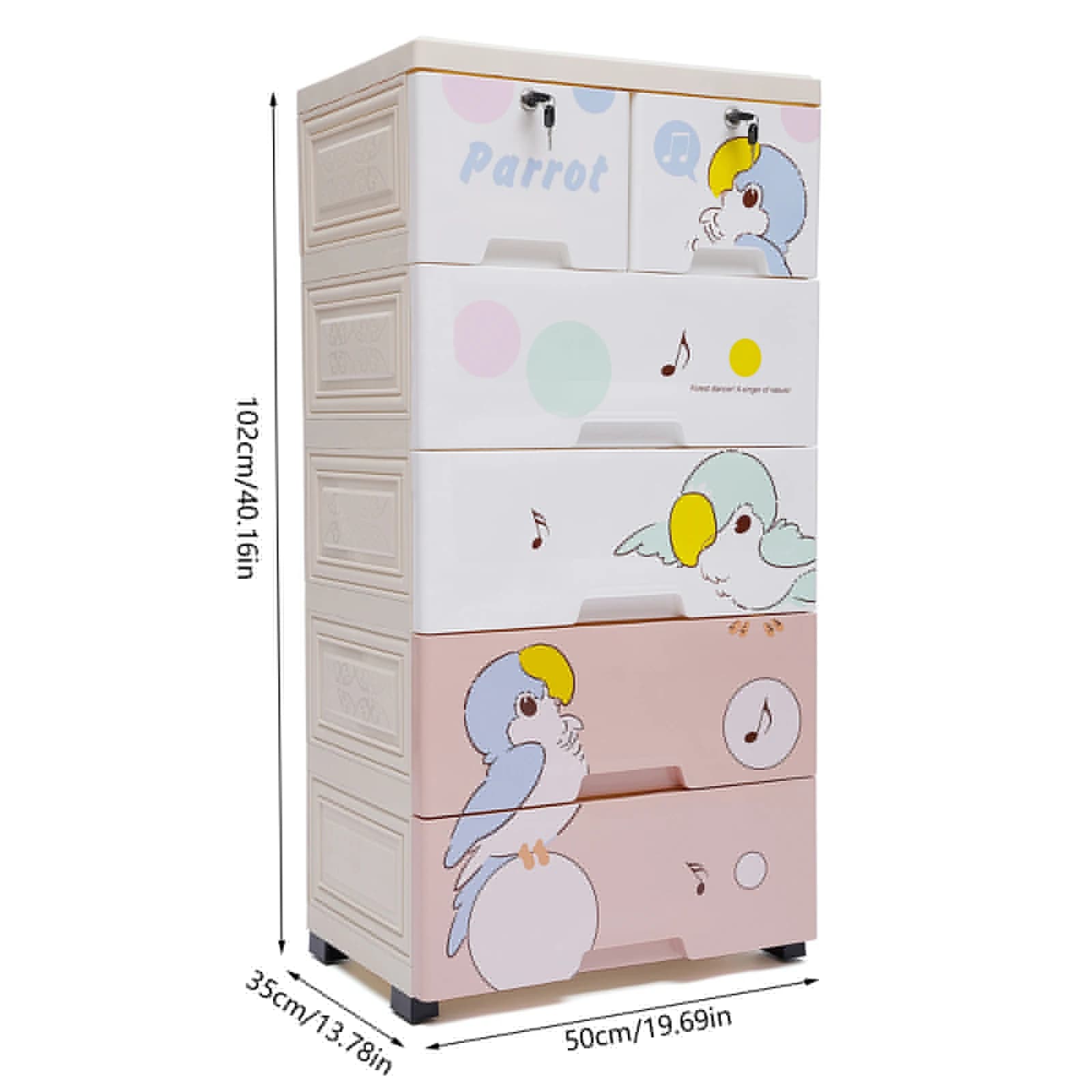 Commode de rangement moderne en plastique pour perroquet roulant, armoire de rangement à 5 couches, 