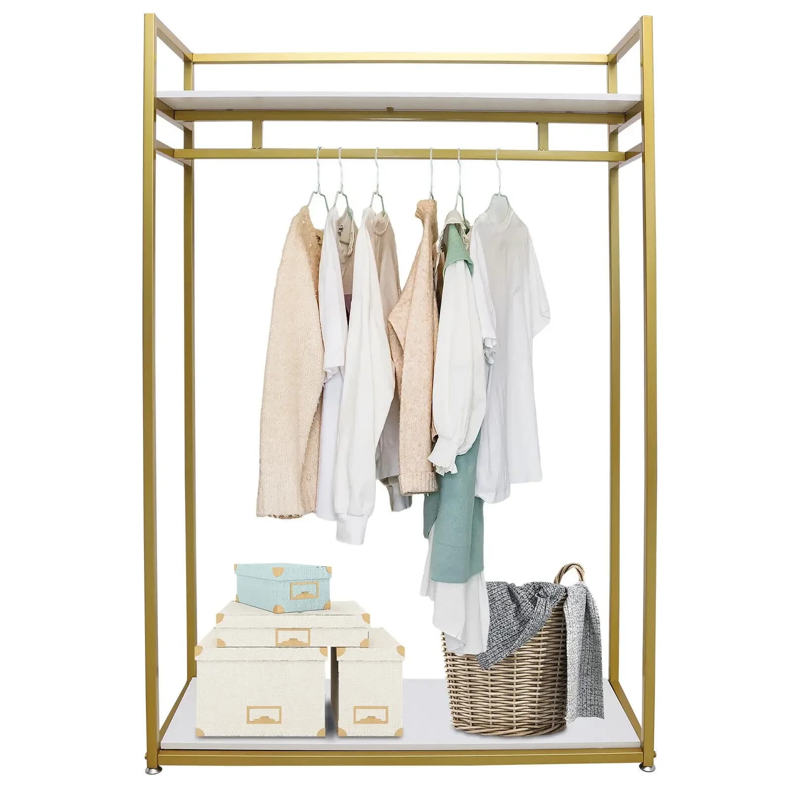 Porte-vêtements autoportant en métal doré de 180 cm – Parfait pour l'affichage du magasin ou l'organ