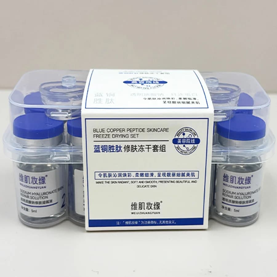 Ensemble de lyophilisation au Peptide de cuivre bleu, poudre lyophilisée, améliore les rides, Essenc