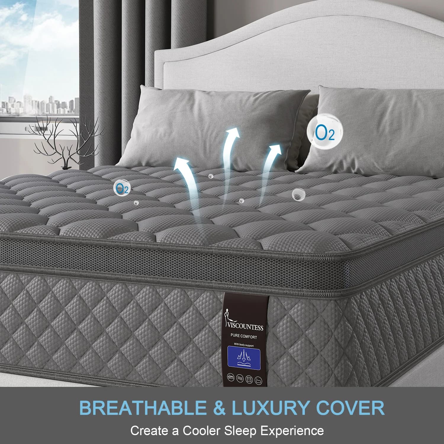 Matelas double Queen King Size 10 "12" 14 " dans une boîte en mousse à mémoire de forme à ressorts h