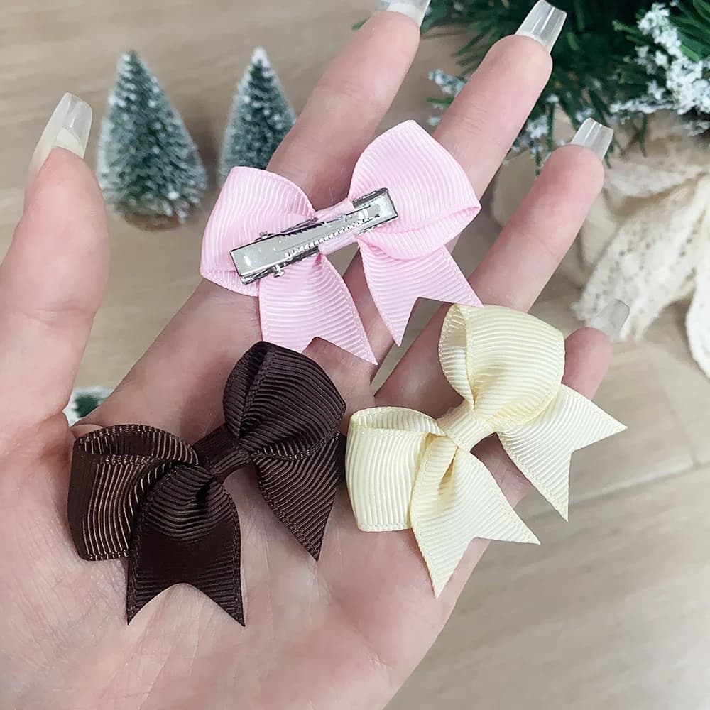 Pinces à cheveux avec nœud papillon en ruban solide pour bébés filles, nœuds faits à la main, épingl