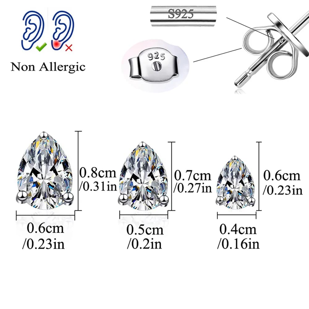 QooLady S925 argent Sterling brillant cubique zircone goutte d'eau boucles d'oreilles pour les femme
