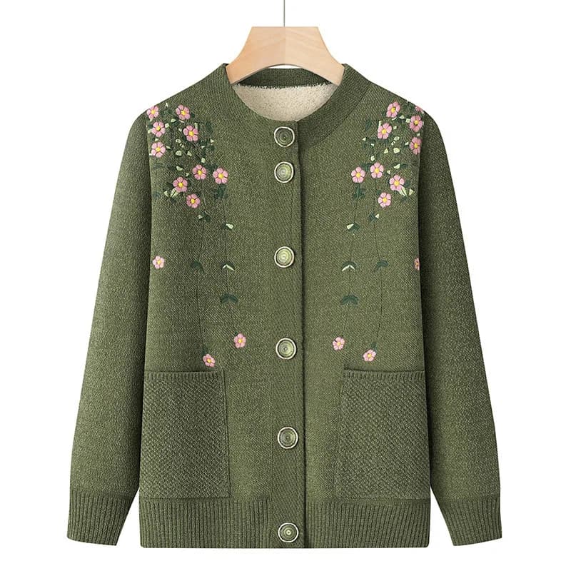 Vêtements d'hiver à manches longues pour femmes, XL-6XL d'âge moyen, cardigan respirant, pull pour f