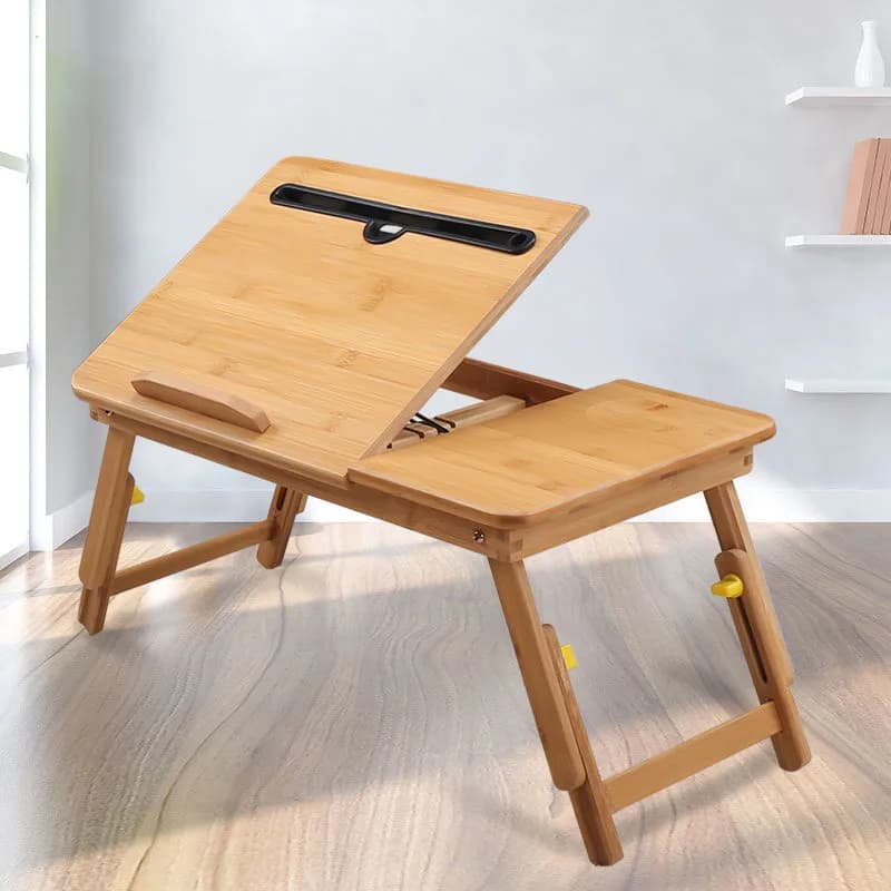 Table d'ordinateur portable pliable en bambou, table d'ordinateur de chambre à coucher, lit d'ordina