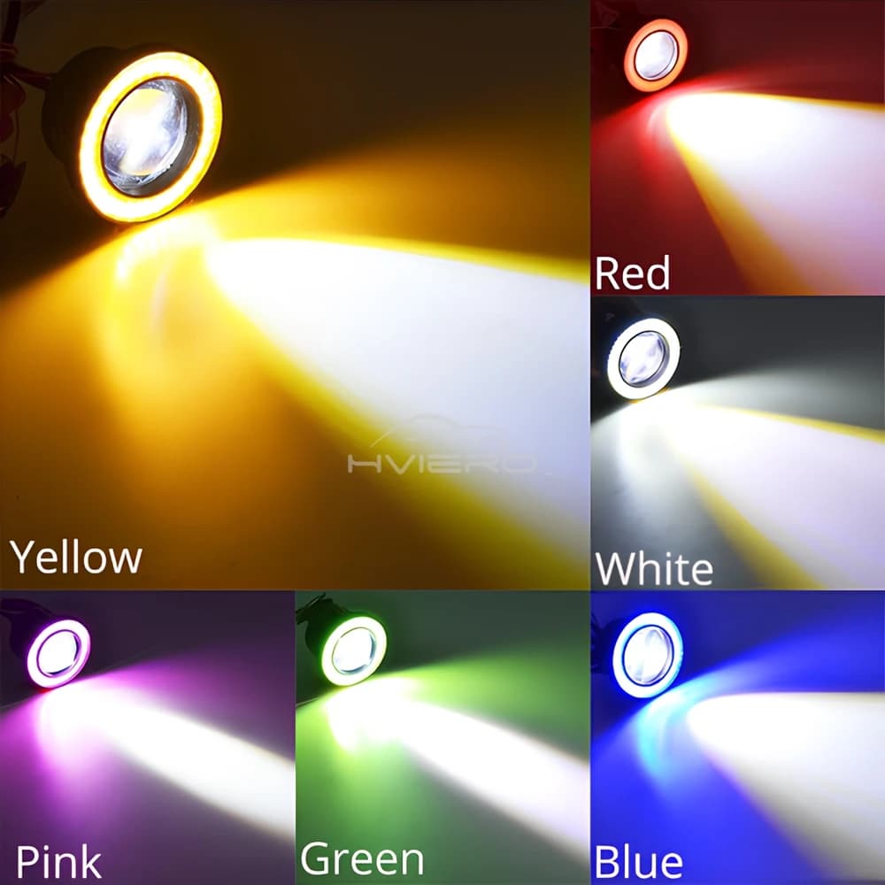 Phares antibrouillard DRL COB Angel Eye pour conduite automobile, lampes ambiantes, étanche, ampoule