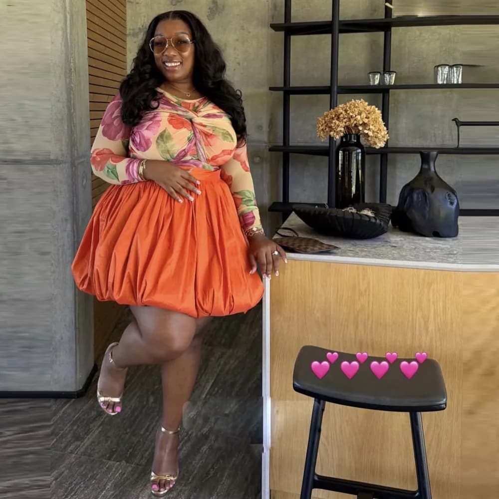 Jupes en satin orange à bulles en forme de bourgeon, faites à la main, pour femmes, jupes courtes au