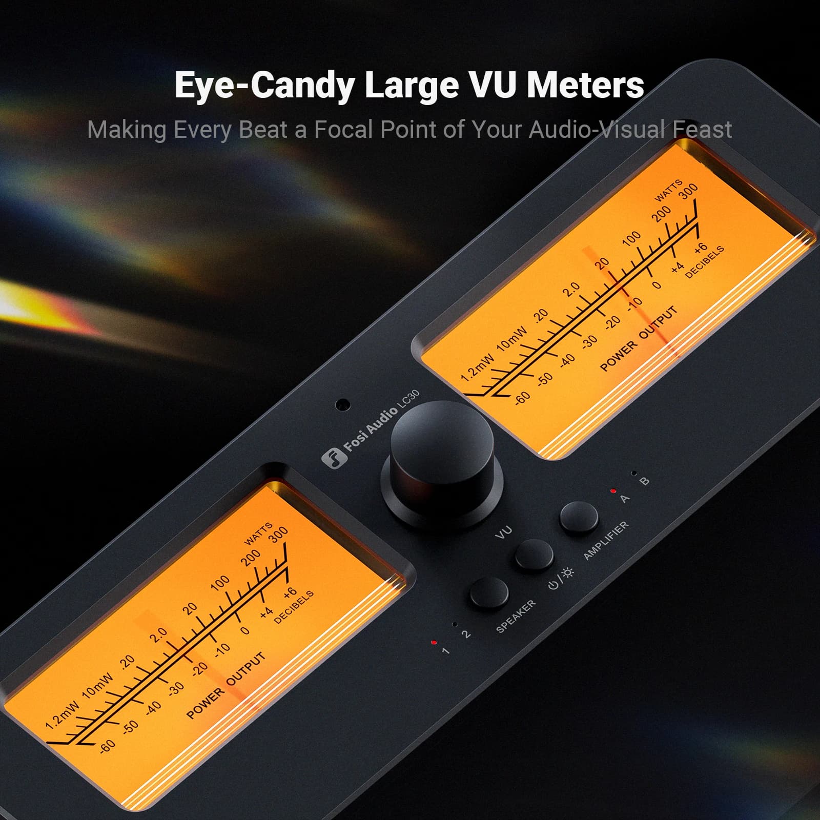 Fosi Audio LC30 amplificateur haut-parleur commutateur 2-en-2 sorties double analogique VU mètre Aud