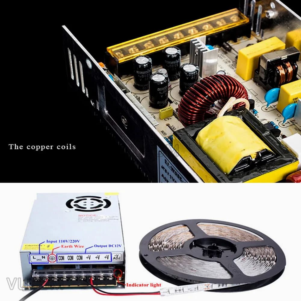 Vusum commutation alimentation Led 5V transformateur d'alimentation 110V 220V AC à DC 5V 2A 6A 10A 2