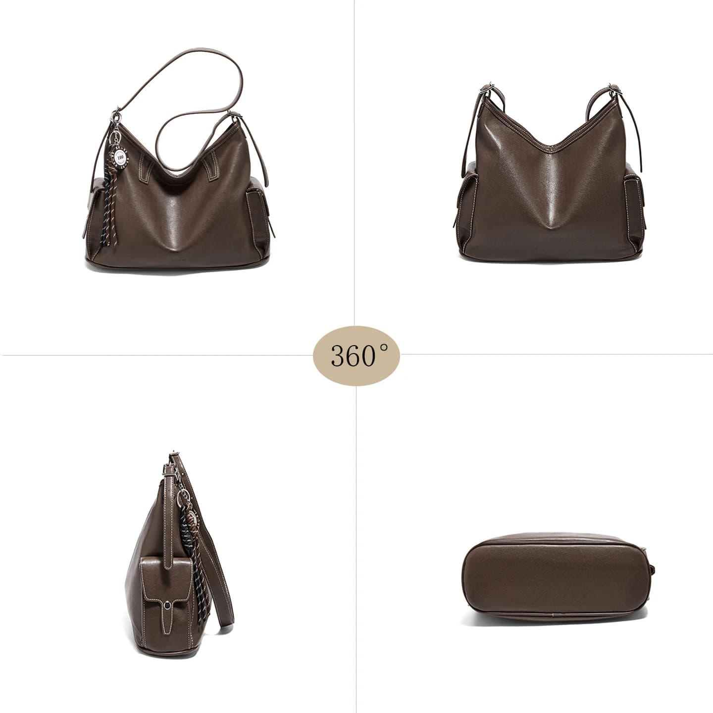 Sac à bandoulière FOXER pour femme en cuir PU souple, sac à main rétro 2026, sac hobo grande capacit