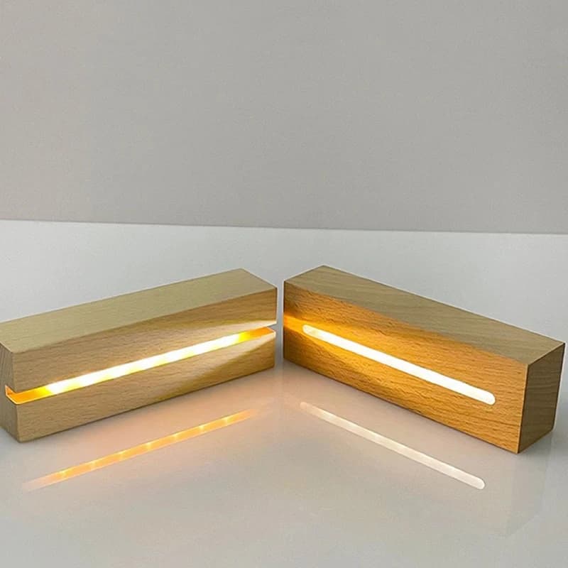 Présentoir de lumière Led à Base de bois de 5.9 pouces, alimenté par batterie AAA, pour lampe de nui