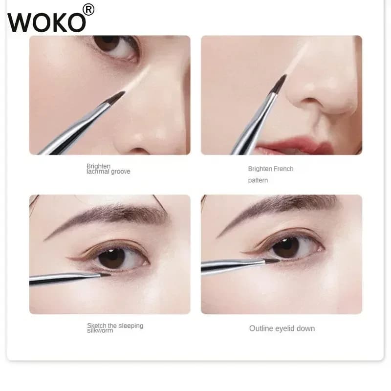 Brosse Eyeliner à lame améliorée, brosse à sourcils plate Ultra fine à Angle fin sous les yeux, bros