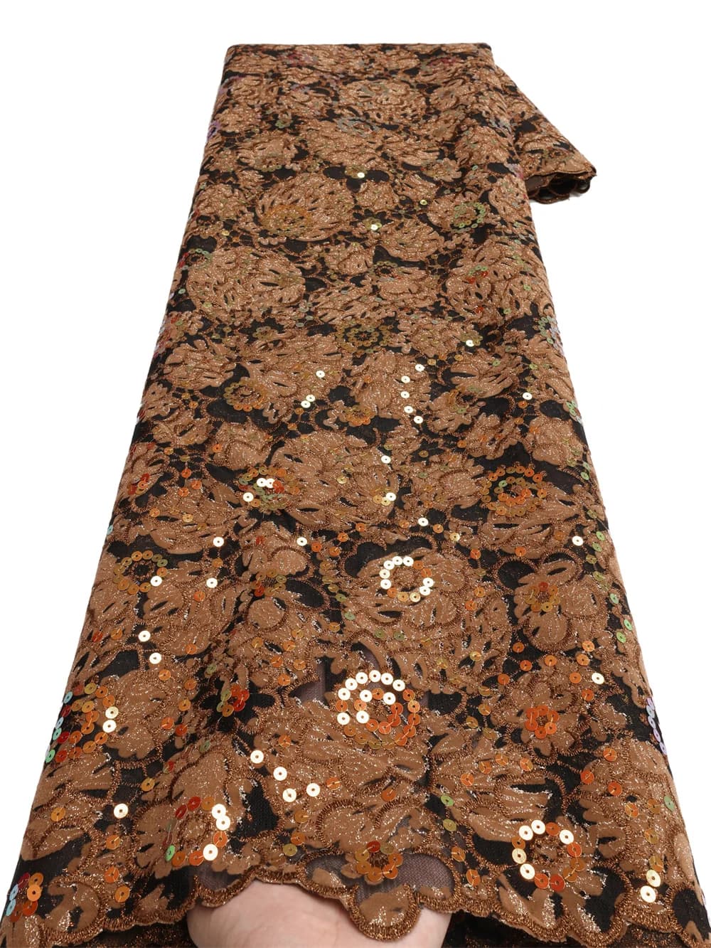 Tissu Africain en Velours et Dentelle à Paillettes, Broderie NigWin Française de Haute Qualité pour 