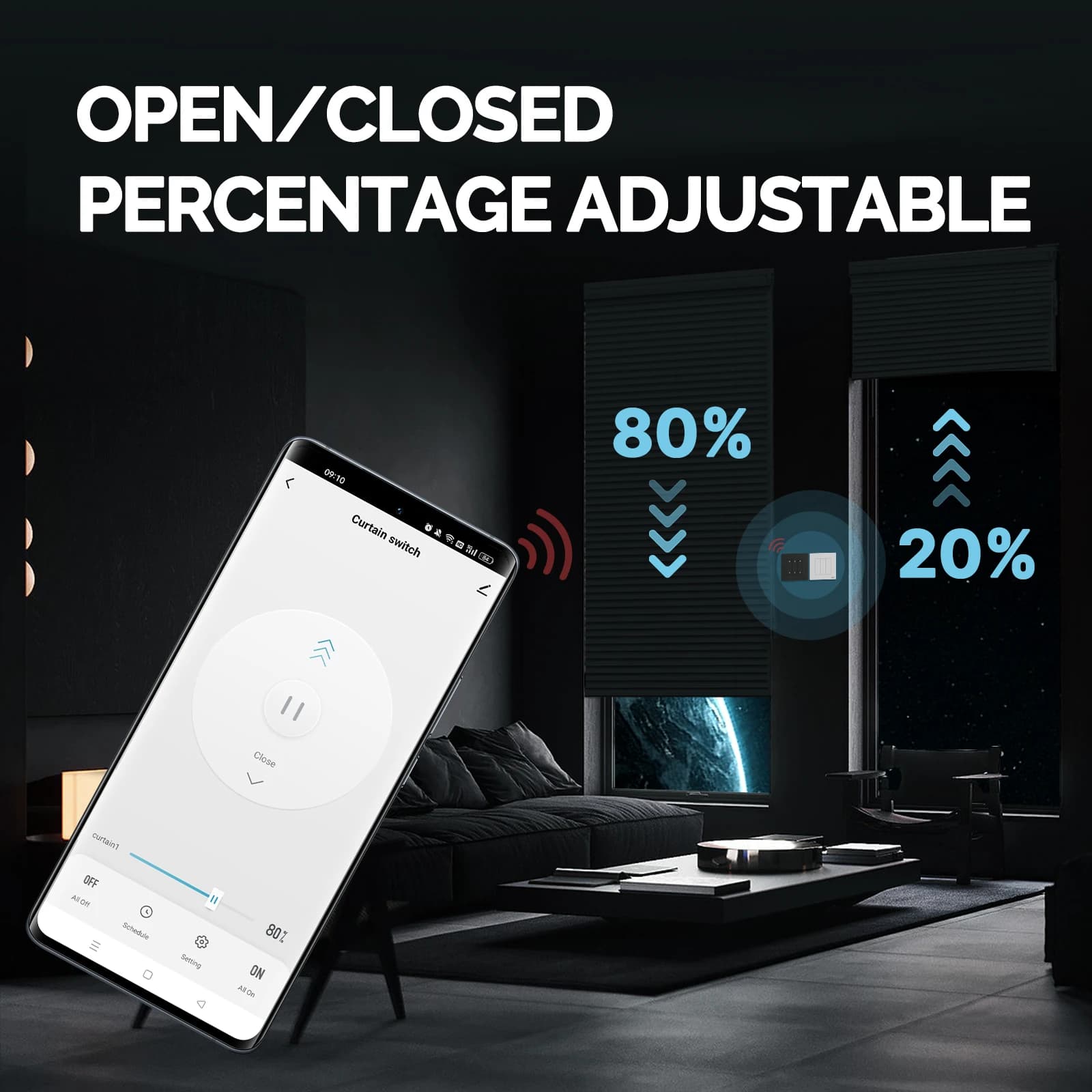 MOES-Joli Intelligent Zigequation pour Rideaux Électriques, Volet Roulant, Moteur de Store, Télécomm