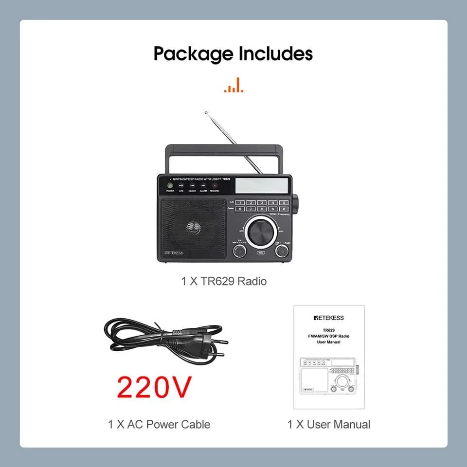 Retekess TR629 AM FM SW DSP Radio numérique Portable rétro-éclairage écran LCD haut-parleur de Volum