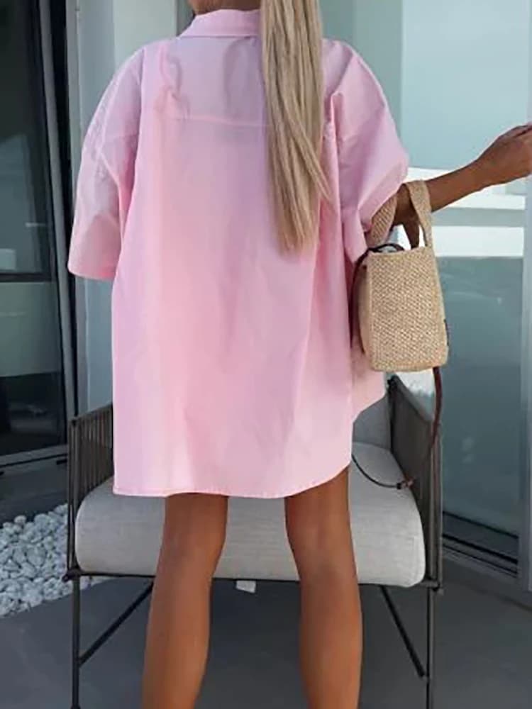 Femmes ample demi manches solide deux pièces ensemble Shorts décontracté vêtements de rue femme corr