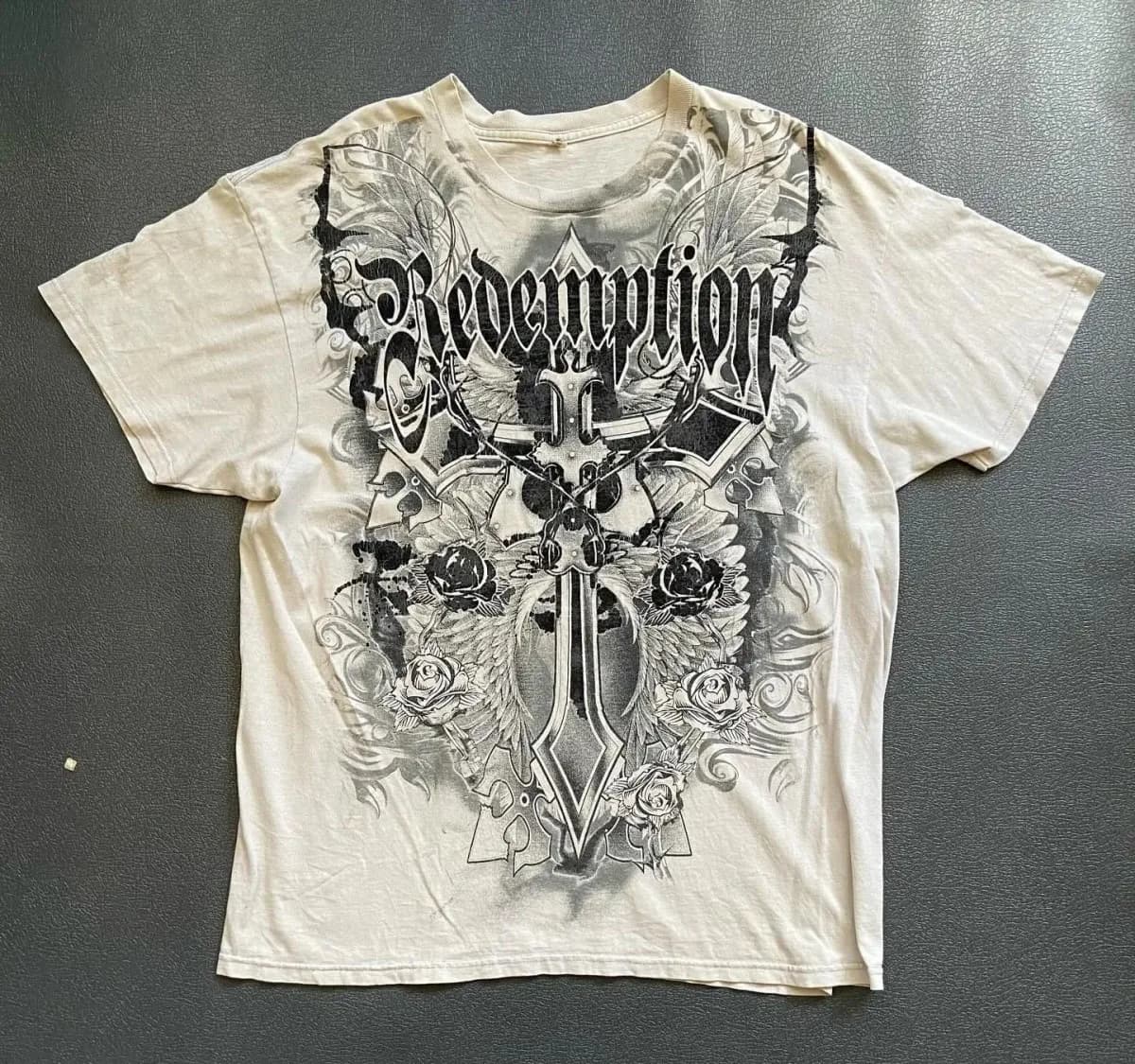 T-shirt d'été pour homme, col rond, imprimé ailes d'ange gothiques et lettres, confortable et respir