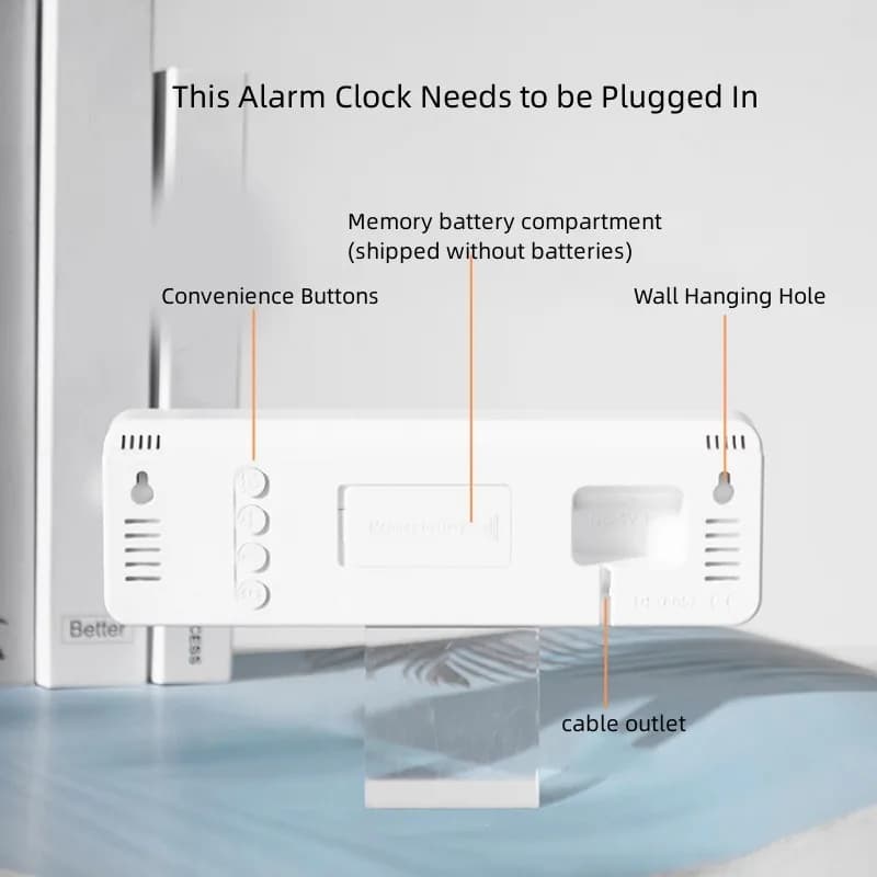 Grande horloge murale numérique de 9 pouces, alimentée par USB, température et humidité, variateur a