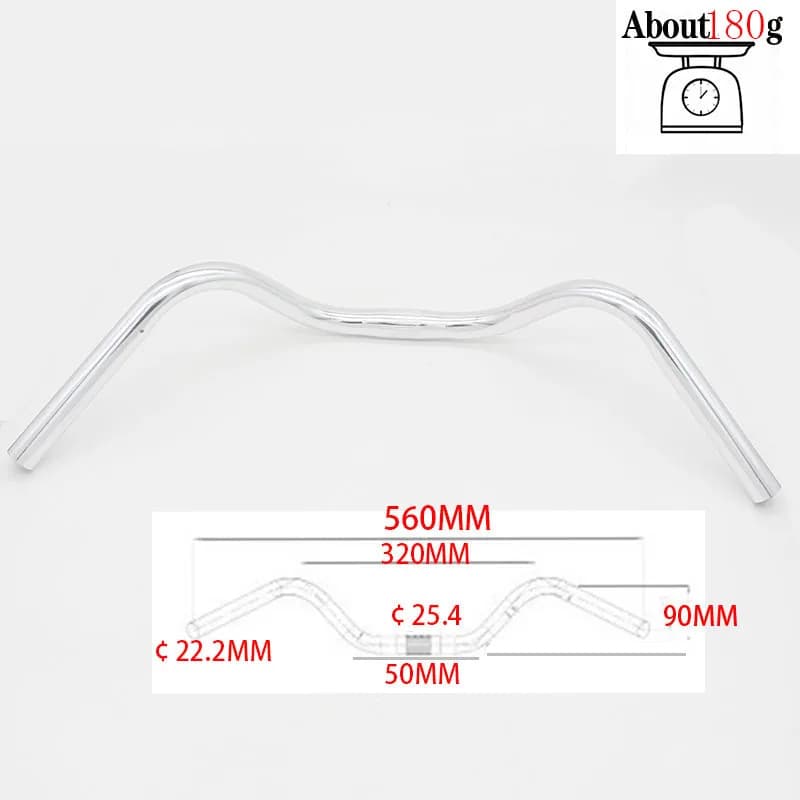 Guidon de vélo en alliage d'aluminium, guidon incurvé, poignées horizontales, grandes hirondelles, p