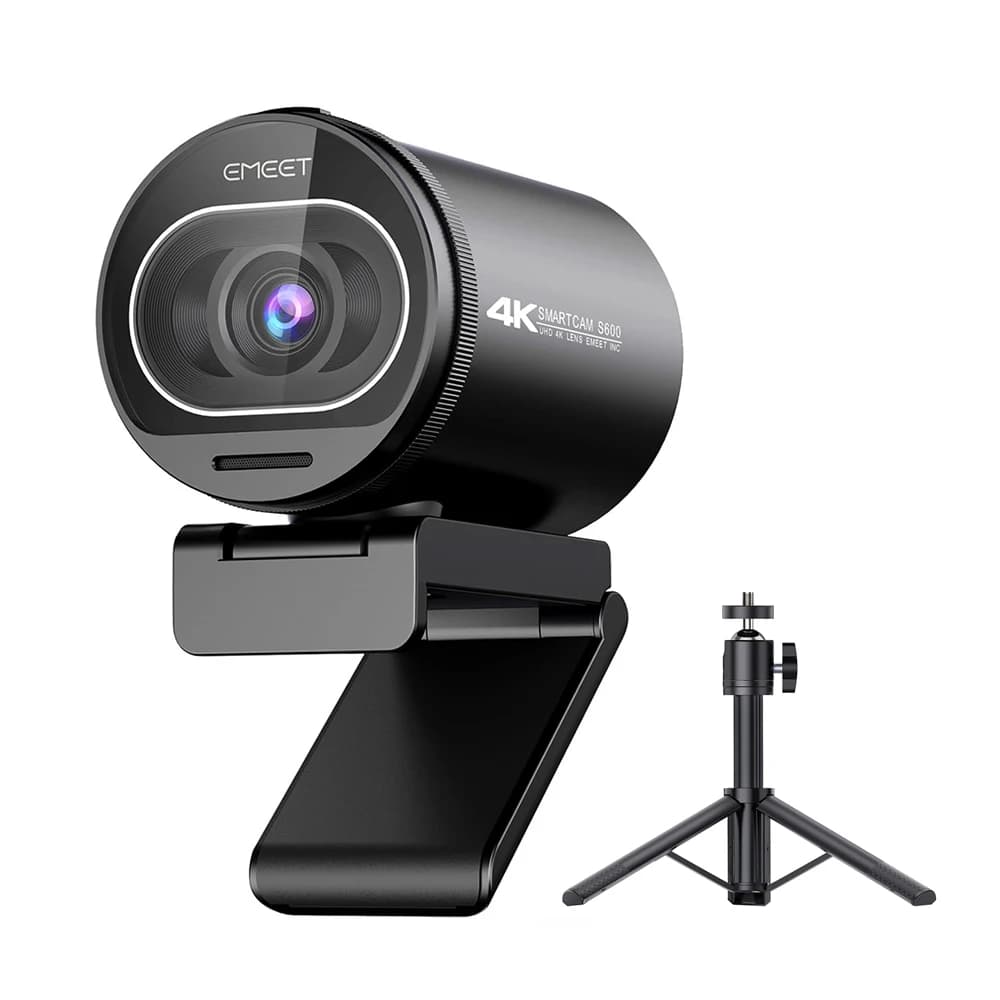 Webcam 4K EMEET S600 SmartCam avec trépied, caméra USB pour ordinateur/ordinateur portable, autofocu