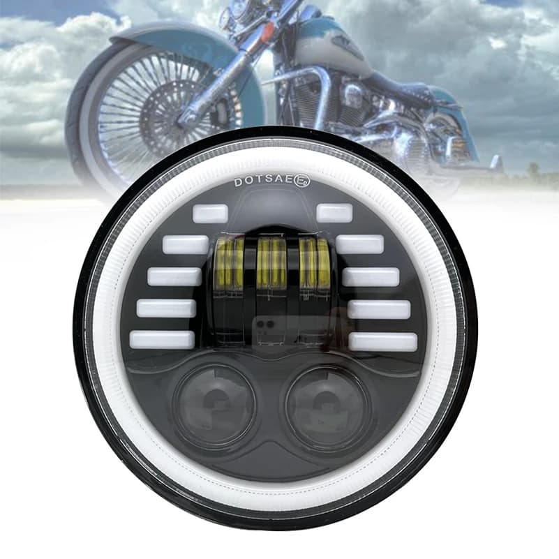 Phare LED noir de 5,75 pouces 5 3/4 "led DRL 40W phares de moto pour Harley Sportster 883 XL883 FXCW
