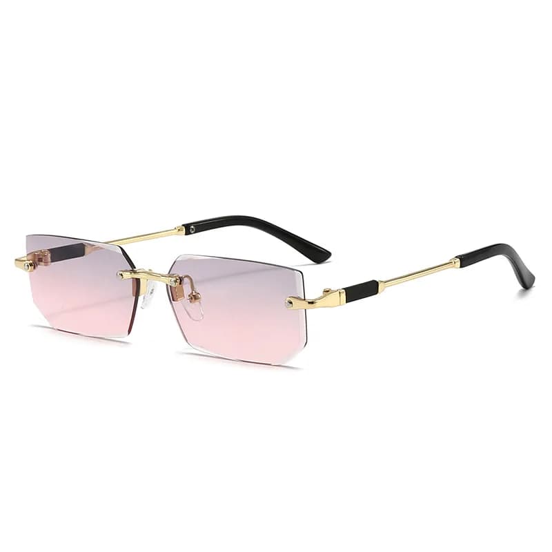 Lunettes de soleil rectangulaires sans monture tendance pour femmes et hommes – Petites lunettes car